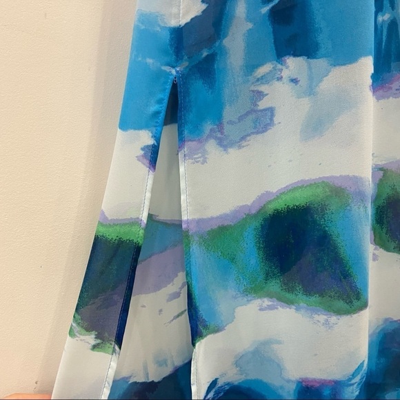 AQUA Halter Blue Watercolor Flowy Maxi Dress size XS - Picture 9 of 12